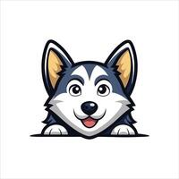 Siberian Husky Dog Face Peeking isolated illustration vector