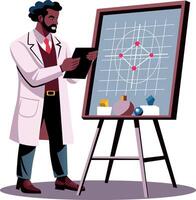 A flat illustration of a professional giving physics lecture vector