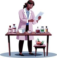 A flat illustration of pharmaceutical scientist working in a medical lab vector