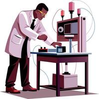 Scientist fixing apparatus in lab illustration in flat style vector