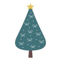 Christmas tree with bows isolated on white background. Nursery art and Scandinavian style. vector