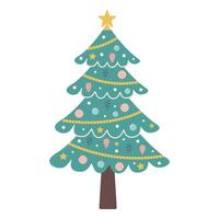 Christmas tree with baubles and garland vector