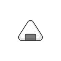 Minimalist Illustration of a Japanese Onigiri Rice Ball Icon on Black Background vector