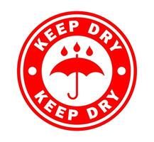 Keep dry round circle stamp sticker icon symbol set. Handle with care logo sign. Fragile , This way up. illustration image. Isolated on white background. vector