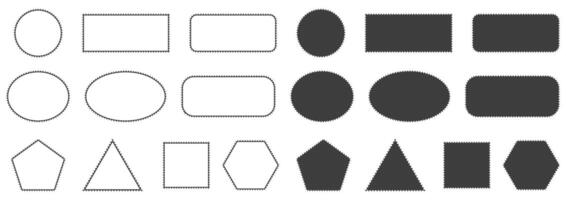 Stamps frames shape icon set. Stamp grunge ink rubber labels sign collection. Isolated on white background. Black round and square stamp border pack. vector