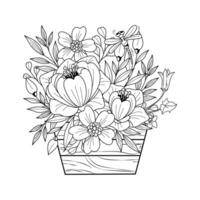 Line Art Hand Drawing For Adults Coloring Page. vector