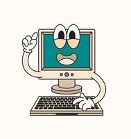 Old Computer cartoon character illustration vector