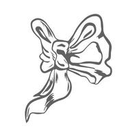 bow for a birthday party. Linear drawing in black and white for the icon festival. A design sketch made by hand on a white isolated background. vector