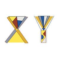 Alphabet letters XY in an interesting style for your design, image. Color combination classic triad. vector