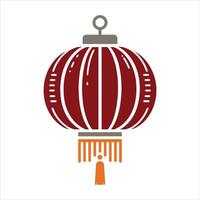 Red Lunar New Year Paper Lamp Silhouette Featuring Traditional Chinese Lantern with and Japan Lantern Style vector