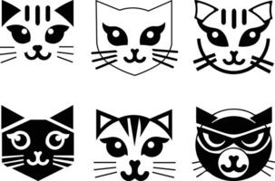 set of cat head icons vector