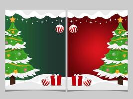 set of christmas background with trees and presents and copy space vector