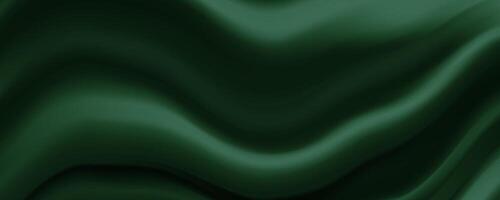 realistic green silk background with waves and shadow vector
