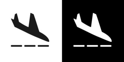 two icons of a plane flying in the air and a plane landing vector