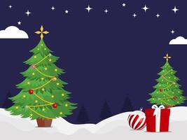 christmas background with copy space and trees balls and gift boxs ornaments vector
