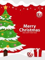red christmas background with ornaments and decoration vector