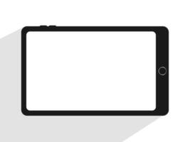 blank screen tablet mockup with long shadow on white background vector