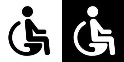 two black and white icons of a person in a wheelchair vector
