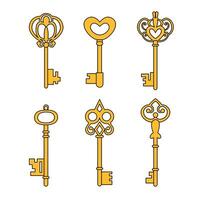 Set of keys on a white isolated background. Flat style vector