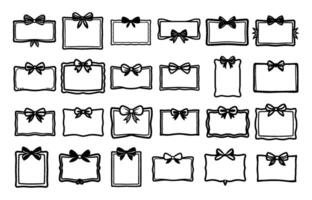 Blank frame with bow illustration set vector