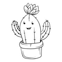 Hand drawing style of cute cactus character vector