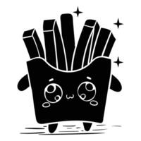 Hand drawing style of cute fries character vector