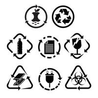 a set of recycling icons on a white background vector
