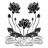 Hand drawing style of lotus. vector