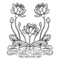 Hand drawing style of outline lotus. vector