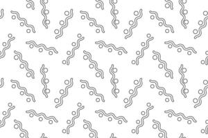Seamless black and white pattern of wavy lines and dots, designed for childrens coloring and creative projects. vector