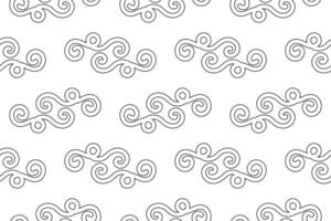 Black and white seamless swirl pattern with abstract shapes, perfect for childrens coloring or creative projects. vector
