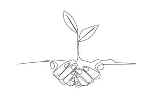 World environment day poster in simple linear style. Protect and save planet concept in editable stroke. Doodle illustration vector