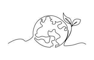 World environment day poster in simple linear style line art vector