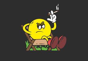 Feeling lazy. The Ball head character relax on the chair illustration vector