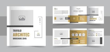 Architecture square trifold brochure template design or square trifold brochure layout vector