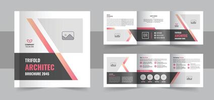Minimal architecture square trifold brochure template or unique square trifold brochure vector
