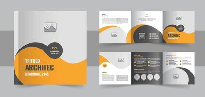 Multicolor architecture square trifold brochure template layout vector