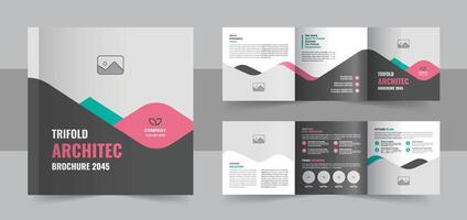 Minimal architecture square trifold brochure template or square trifold brochure concept vector