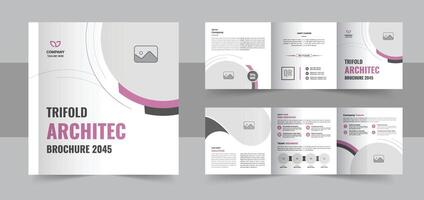Minimal architecture square trifold brochure template or square trifold brochure vector