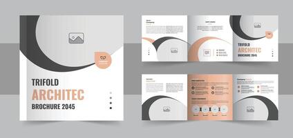 Unique architecture square trifold brochure template or corporate trifold brochure layout vector