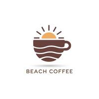 The beach coffee logo is shown in a brown and white color scheme vector