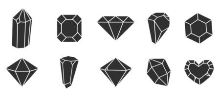 Crystal gemstone polygon stone, contour gem, polyhedron minimal. Elegant outline geometric quartz, jewel. Mineral linear icon. vector