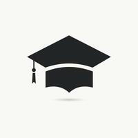 Graduation cap icon, black on white background vector