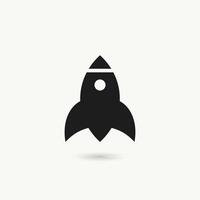 A black and white rocket icon on a white background vector
