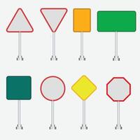 A set of traffic signs on a pole vector
