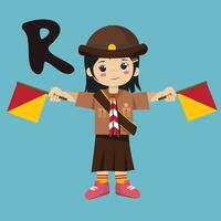 Pramuka girl sandi morse semaphore r a kid student vector