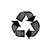A black and white image of a recycling symbol vector