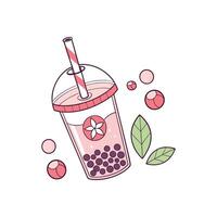 Bubble tea with berries and berries vector