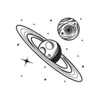 Saturn and saturn planet coloring pages vector