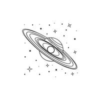 A coloring page with a saturn and stars vector